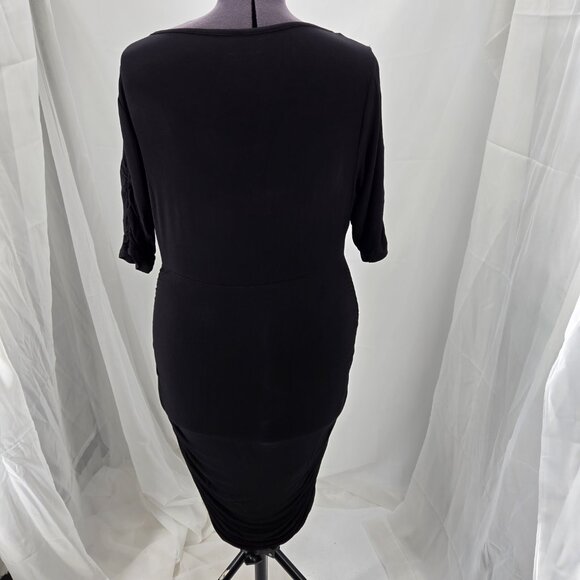 76-27 Torrid Supersoft Bodycon Black Ruched Knit T-Shirt Dress Size 1 (14/16) - Picture 9 of 14
